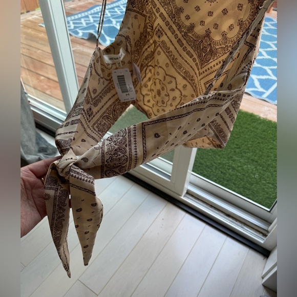 French Kiss “May” Bandana Top Brown/Beige Sz. M - Picture 2 of 4